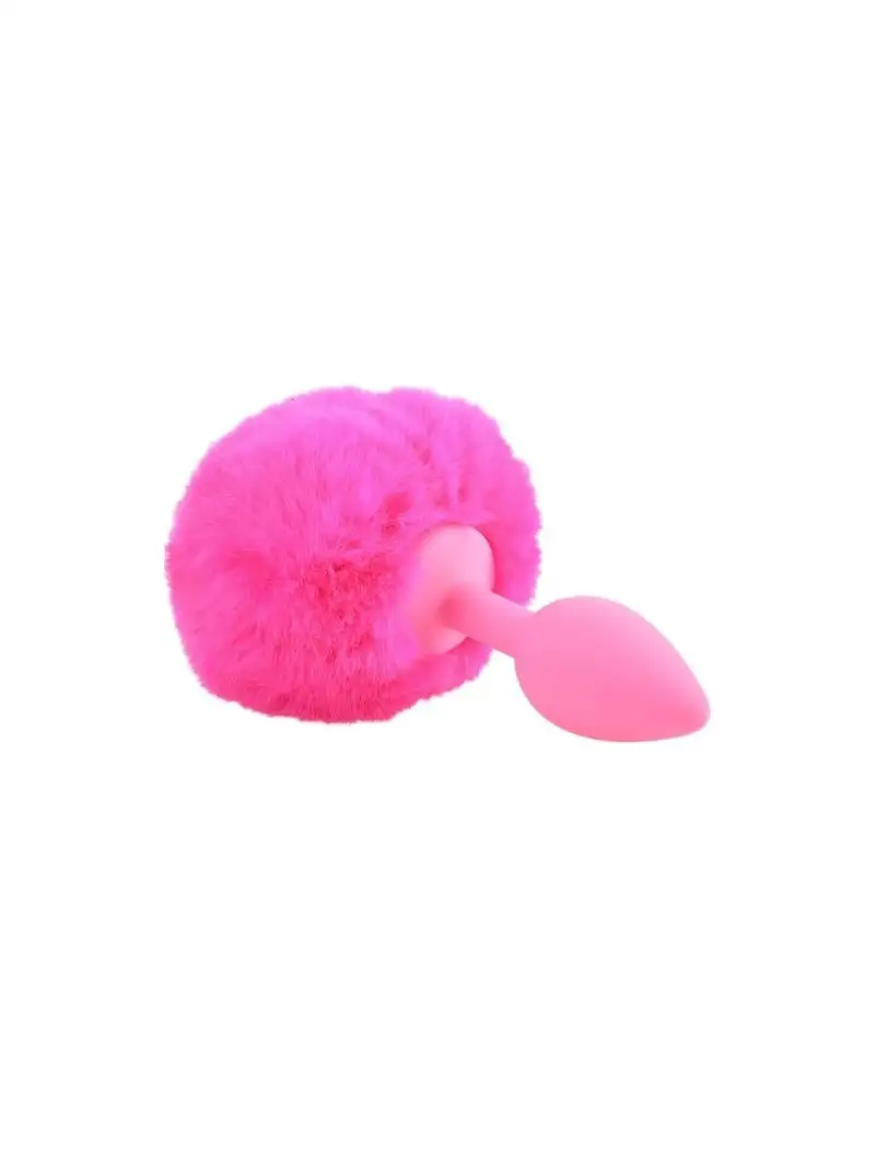 Plug Anal Silicone Bunny Tail Neon Rose