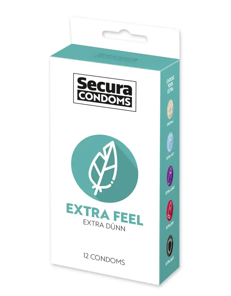Préservatifs lubrifiés extra fin en latex x12 avec réservoir Extra Feel 53 mm