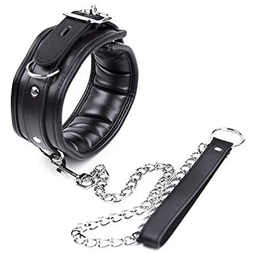 Collier en similicuir avec laisse