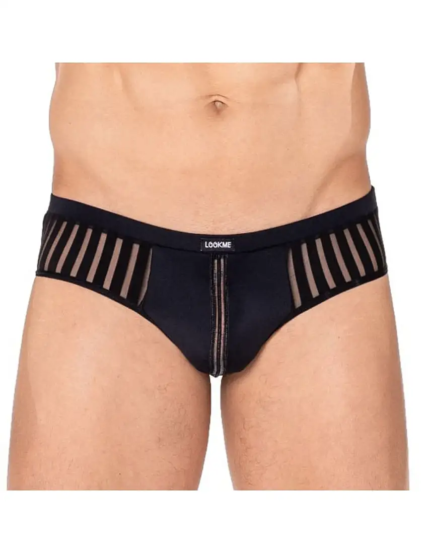 Slip noir Biker à rayures