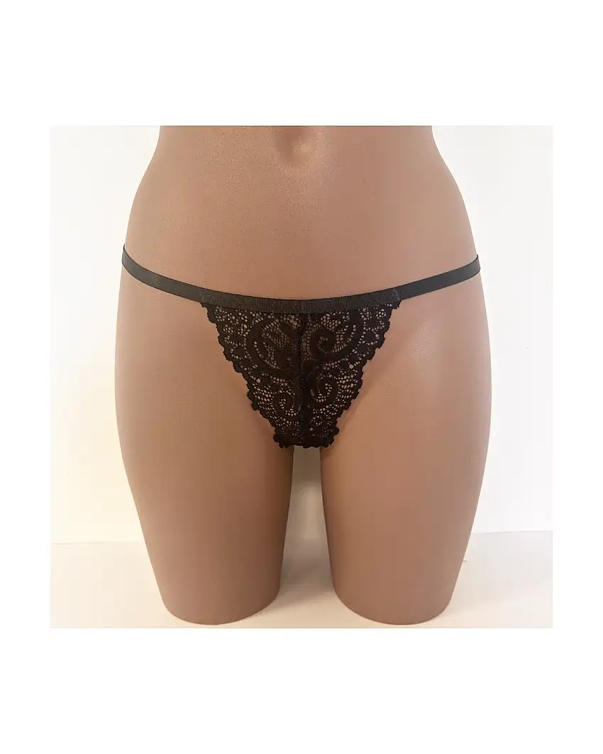 String Ficelle en Dentelle Noire