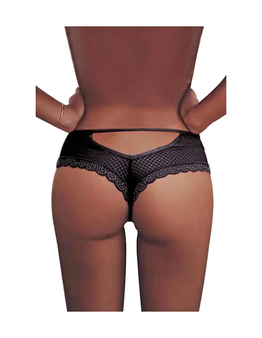 Tanga noir dentelle - Paris Hollywood