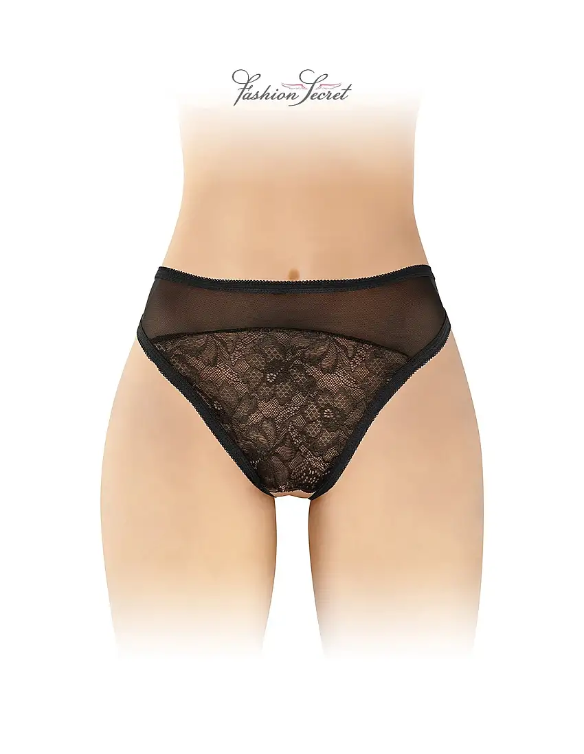Tanga noir ouvert Ava - Fashion Secret