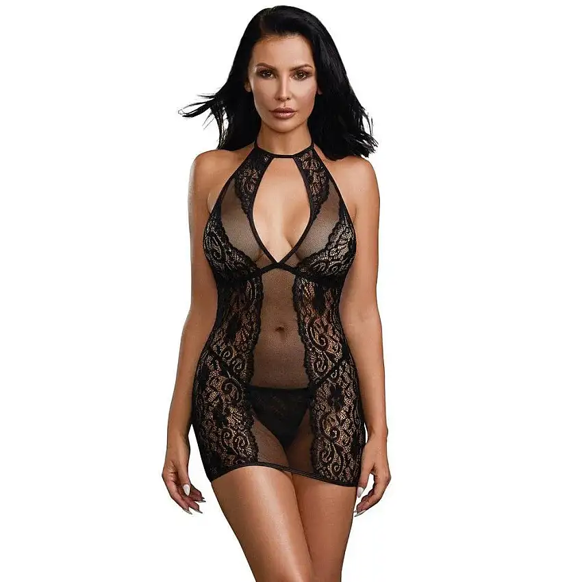 Top nuisette dentelle noir